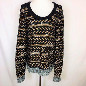 rag & bone Black Gold Embellished Wool Blend Oversized Sweater Size M Stretch